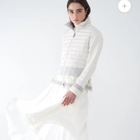 SOSKEN BEV Sz 3 (L) Lightweight Down Filled Grey Puffer Jacket Peplum Hem Luxury - Picture 2 of 16